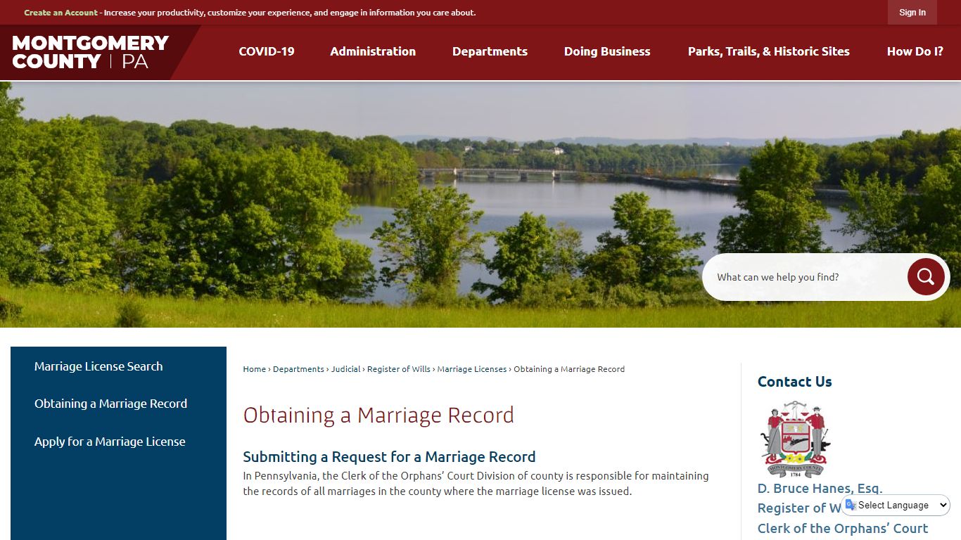 Obtaining a Marriage Record | Montgomery County, PA ...